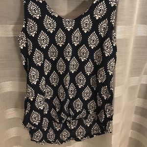 Blue and White Patterned Tank Top